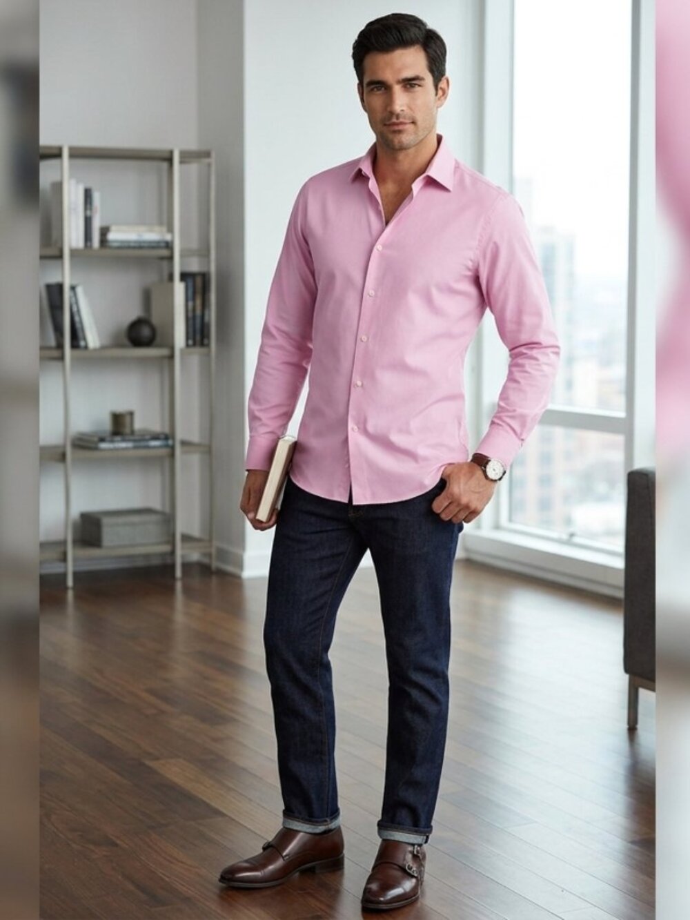 Joseph Abboud Men’s Non-Iron Regular Fit Dress Shirt - Pink